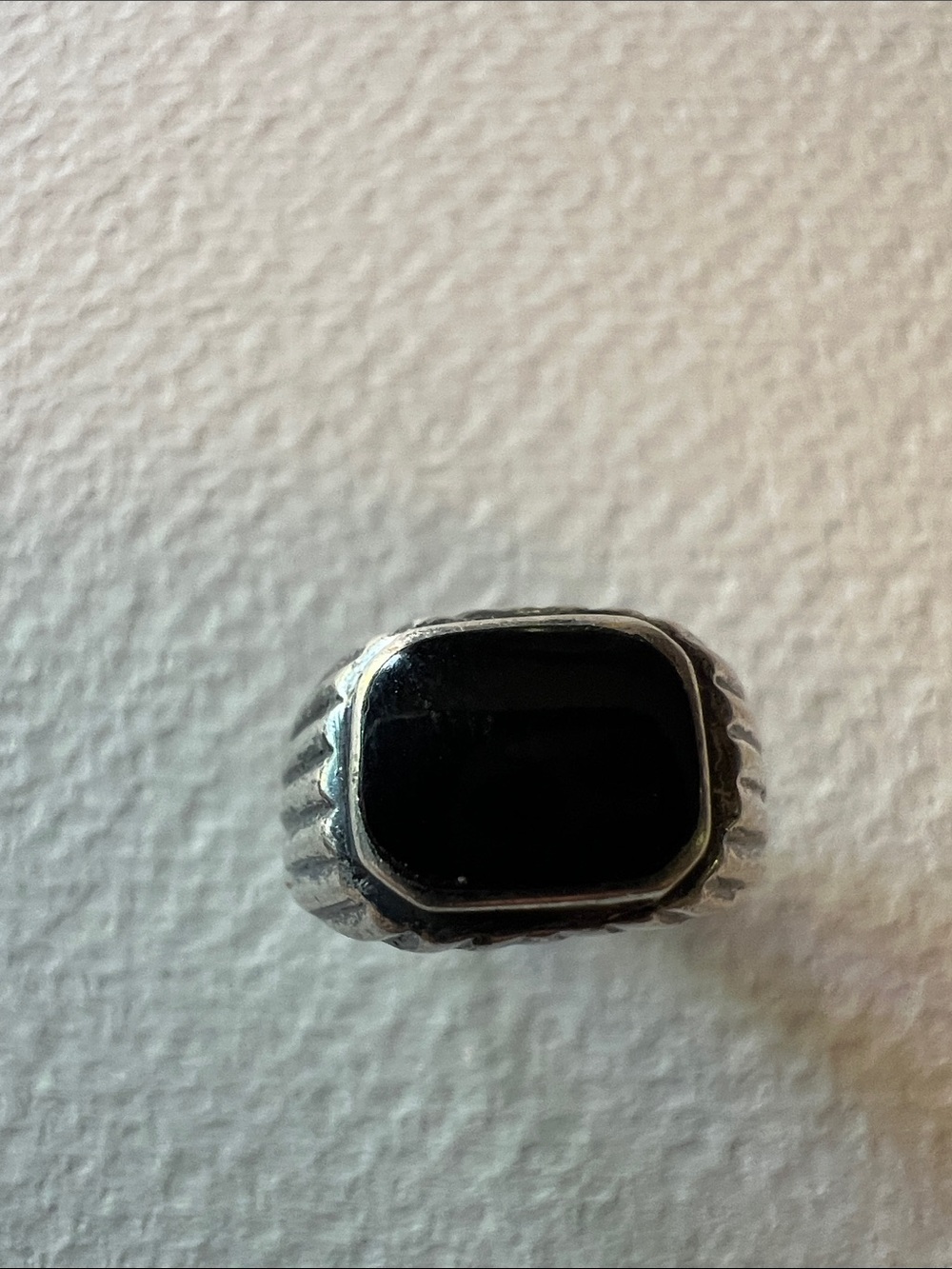 Sterling Silver Norwegian Design Black Onyx Signet Ring - Picture 2 of 4